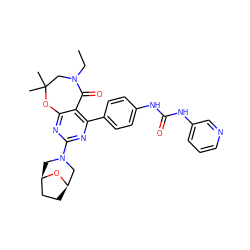 CCN1CC(C)(C)Oc2nc(N3C[C@@H]4CC[C@H](C3)O4)nc(-c3ccc(NC(=O)Nc4cccnc4)cc3)c2C1=O ZINC000205298063