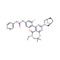 CCN1CC(C)(C)Oc2nc(N3C[C@@H]4CC[C@H](C3)O4)nc(-c3ccc(NC(=O)Nc4ccncc4)cc3F)c2C1=O ZINC000205344193