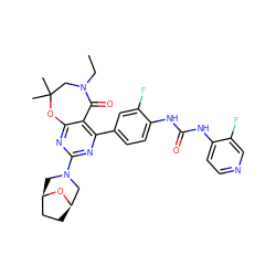 CCN1CC(C)(C)Oc2nc(N3C[C@@H]4CC[C@H](C3)O4)nc(-c3ccc(NC(=O)Nc4ccncc4F)c(F)c3)c2C1=O ZINC000142202136