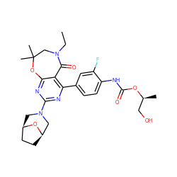 CCN1CC(C)(C)Oc2nc(N3C[C@@H]4CC[C@H](C3)O4)nc(-c3ccc(NC(=O)O[C@@H](C)CO)c(F)c3)c2C1=O ZINC000142213316