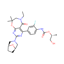 CCN1CC(C)(C)Oc2nc(N3C[C@@H]4CC[C@H](C3)O4)nc(-c3ccc(NC(=O)O[C@H](C)CO)c(F)c3)c2C1=O ZINC000142212688