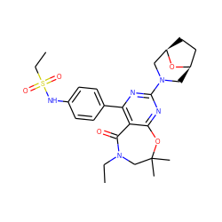 CCN1CC(C)(C)Oc2nc(N3C[C@@H]4CC[C@H](C3)O4)nc(-c3ccc(NS(=O)(=O)CC)cc3)c2C1=O ZINC000142184326