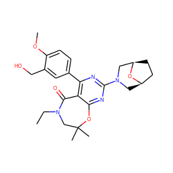 CCN1CC(C)(C)Oc2nc(N3C[C@@H]4CC[C@H](C3)O4)nc(-c3ccc(OC)c(CO)c3)c2C1=O ZINC000225323311