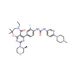 CCN1CC(C)(C)Oc2nc(N3CCOC[C@@H]3C)nc(-c3ccc(NC(=O)Nc4ccc(N5CCN(C)CC5)nc4)c(F)c3)c2C1=O ZINC000205305512