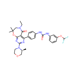 CCN1CC(C)(C)Oc2nc(N3CCOC[C@@H]3C)nc(-c3ccc(NC(=O)Nc4cccc(OC(F)F)c4)cc3)c2C1=O ZINC001772633498