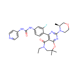 CCN1CC(C)(C)Oc2nc(N3CCOC[C@@H]3C)nc(-c3ccc(NC(=O)Nc4ccncc4)cc3F)c2C1=O ZINC000225300498