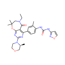 CCN1CC(C)(C)Oc2nc(N3CCOC[C@@H]3C)nc(-c3ccc(NC(=O)Nc4ccon4)c(C)c3)c2C1=O ZINC000225318314