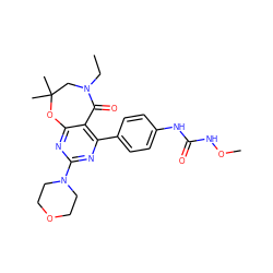 CCN1CC(C)(C)Oc2nc(N3CCOCC3)nc(-c3ccc(NC(=O)NOC)cc3)c2C1=O ZINC000142184764