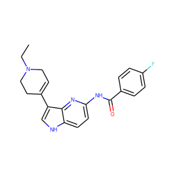 CCN1CC=C(c2c[nH]c3ccc(NC(=O)c4ccc(F)cc4)nc23)CC1 ZINC000013523786