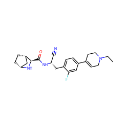 CCN1CC=C(c2ccc(C[C@@H](C#N)NC(=O)[C@H]3N[C@@H]4CC[C@H]3C4)c(F)c2)CC1 ZINC000219292527