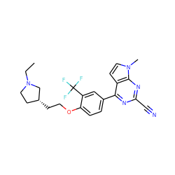 CCN1CC[C@@H](CCOc2ccc(-c3nc(C#N)nc4c3ccn4C)cc2C(F)(F)F)C1 ZINC001772642321