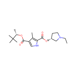 CCN1CC[C@@H](OC(=O)c2[nH]cc(C(=O)O[C@@H](C)C(C)(C)C)c2C)C1 ZINC000026253553