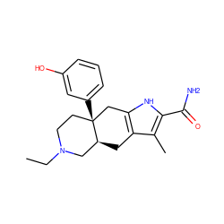 CCN1CC[C@]2(c3cccc(O)c3)Cc3[nH]c(C(N)=O)c(C)c3C[C@H]2C1 ZINC000026750403