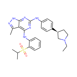 CCN1CC[C@H](c2ccc(Nc3nc(Nc4ccccc4S(=O)(=O)C(C)C)c4c(C)n[nH]c4n3)cc2)C1 ZINC000096177931