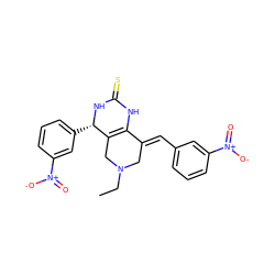 CCN1CC2=C(NC(=S)N[C@H]2c2cccc([N+](=O)[O-])c2)/C(=C/c2cccc([N+](=O)[O-])c2)C1 ZINC000096282926