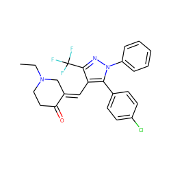 CCN1CCC(=O)/C(=C/c2c(C(F)(F)F)nn(-c3ccccc3)c2-c2ccc(Cl)cc2)C1 ZINC000071410724