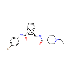 CCN1CCC(C(=O)NC[C@H]2[C@H](C(=O)Nc3ccc(Br)cc3)[C@@H]3C=C[C@H]2C32CC2)CC1 ZINC000168467285