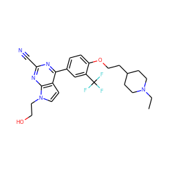 CCN1CCC(CCOc2ccc(-c3nc(C#N)nc4c3ccn4CCO)cc2C(F)(F)F)CC1 ZINC001772608139