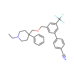 CCN1CCC(COCc2cc(-c3ccc(C#N)cc3)cc(C(F)(F)F)c2)(c2ccccc2)CC1 ZINC000149909148