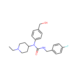 CCN1CCC(N(C(=O)NCc2ccc(F)cc2)c2ccc(CO)cc2)CC1 ZINC000049115160