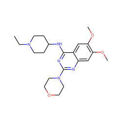 CCN1CCC(Nc2nc(N3CCOCC3)nc3cc(OC)c(OC)cc23)CC1 ZINC001772630511