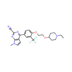 CCN1CCC(OCCOc2ccc(-c3nc(C#N)nc4c3ccn4C)cc2C(F)(F)F)CC1 ZINC001772571471