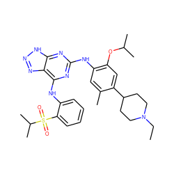 CCN1CCC(c2cc(OC(C)C)c(Nc3nc(Nc4ccccc4S(=O)(=O)C(C)C)c4nn[nH]c4n3)cc2C)CC1 ZINC000096177953