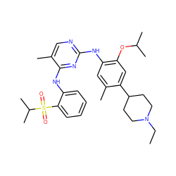 CCN1CCC(c2cc(OC(C)C)c(Nc3ncc(C)c(Nc4ccccc4S(=O)(=O)C(C)C)n3)cc2C)CC1 ZINC000096272776