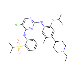 CCN1CCC(c2cc(OC(C)C)c(Nc3ncc(Cl)c(Nc4ccccc4S(=O)(=O)C(C)C)n3)cc2C)CC1 ZINC000096272774