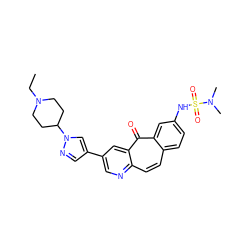 CCN1CCC(n2cc(-c3cnc4ccc5ccc(NS(=O)(=O)N(C)C)cc5c(=O)c4c3)cn2)CC1 ZINC000072110941