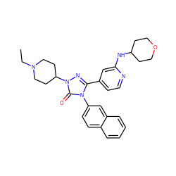 CCN1CCC(n2nc(-c3ccnc(NC4CCOCC4)c3)n(-c3ccc4ccccc4c3)c2=O)CC1 ZINC000066251713