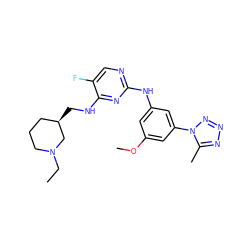 CCN1CCC[C@@H](CNc2nc(Nc3cc(OC)cc(-n4nnnc4C)c3)ncc2F)C1 ZINC000473135919