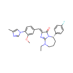 CCN1CCC[C@@H](c2ccc(F)cc2)N2C(=O)/C(=C/c3ccc(-n4cnc(C)c4)c(OC)c3)N=C12 ZINC000058576083