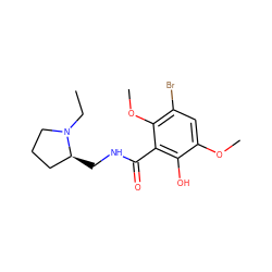 CCN1CCC[C@@H]1CNC(=O)c1c(O)c(OC)cc(Br)c1OC ZINC000034343068