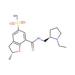 CCN1CCC[C@@H]1CNC(=O)c1cc(S(N)(=O)=O)cc2c1O[C@H](C)C2 ZINC000012356140