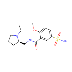 CCN1CCC[C@@H]1CNC(=O)c1cc(S(N)(=O)=O)ccc1OC ZINC000000020229