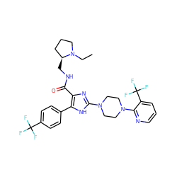 CCN1CCC[C@@H]1CNC(=O)c1nc(N2CCN(c3ncccc3C(F)(F)F)CC2)[nH]c1-c1ccc(C(F)(F)F)cc1 ZINC000028953868