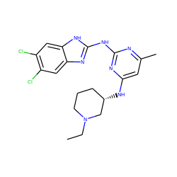 CCN1CCC[C@H](Nc2cc(C)nc(Nc3nc4cc(Cl)c(Cl)cc4[nH]3)n2)C1 ZINC000001726641