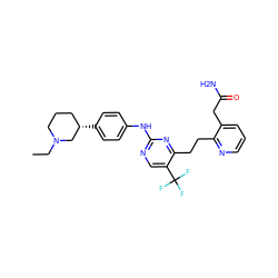 CCN1CCC[C@H](c2ccc(Nc3ncc(C(F)(F)F)c(CCc4ncccc4CC(N)=O)n3)cc2)C1 ZINC000207544611