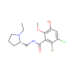 CCN1CCC[C@H]1CNC(=O)c1c(Br)c(Cl)cc(O)c1OC ZINC000064453471