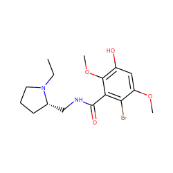 CCN1CCC[C@H]1CNC(=O)c1c(Br)c(OC)cc(O)c1OC ZINC000064446906