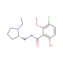 CCN1CCC[C@H]1CNC(=O)c1c(O)ccc(Cl)c1OC ZINC000028256963