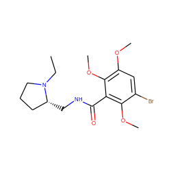 CCN1CCC[C@H]1CNC(=O)c1c(OC)c(Br)cc(OC)c1OC ZINC000034343054