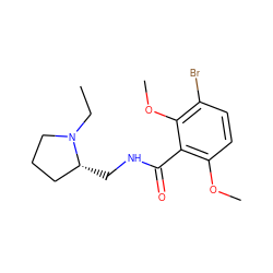 CCN1CCC[C@H]1CNC(=O)c1c(OC)ccc(Br)c1OC ZINC000002021799