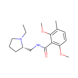 CCN1CCC[C@H]1CNC(=O)c1c(OC)ccc(C)c1OC ZINC000064446451