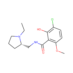 CCN1CCC[C@H]1CNC(=O)c1c(OC)ccc(Cl)c1O ZINC000028260609