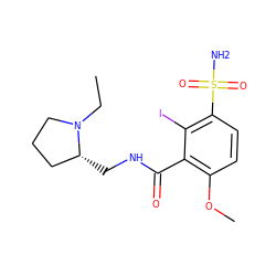 CCN1CCC[C@H]1CNC(=O)c1c(OC)ccc(S(N)(=O)=O)c1I ZINC000026376795