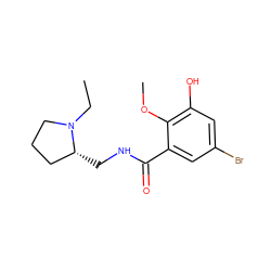 CCN1CCC[C@H]1CNC(=O)c1cc(Br)cc(O)c1OC ZINC000026385148