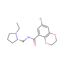 CCN1CCC[C@H]1CNC(=O)c1cc(Br)cc2c1OCCO2 ZINC000026397004