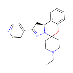 CCN1CCC2(CC1)Oc1ccccc1[C@@H]1CC(c3ccncc3)=NN12 ZINC000005094019